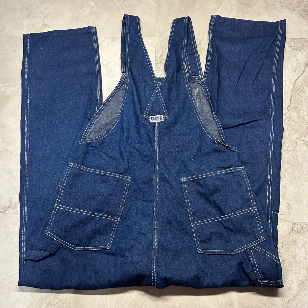 Big Smith Denim Bib Overalls Dark Wash Mens 40x34 Workwear Cotton B94009 DB - Picture 2 of 7